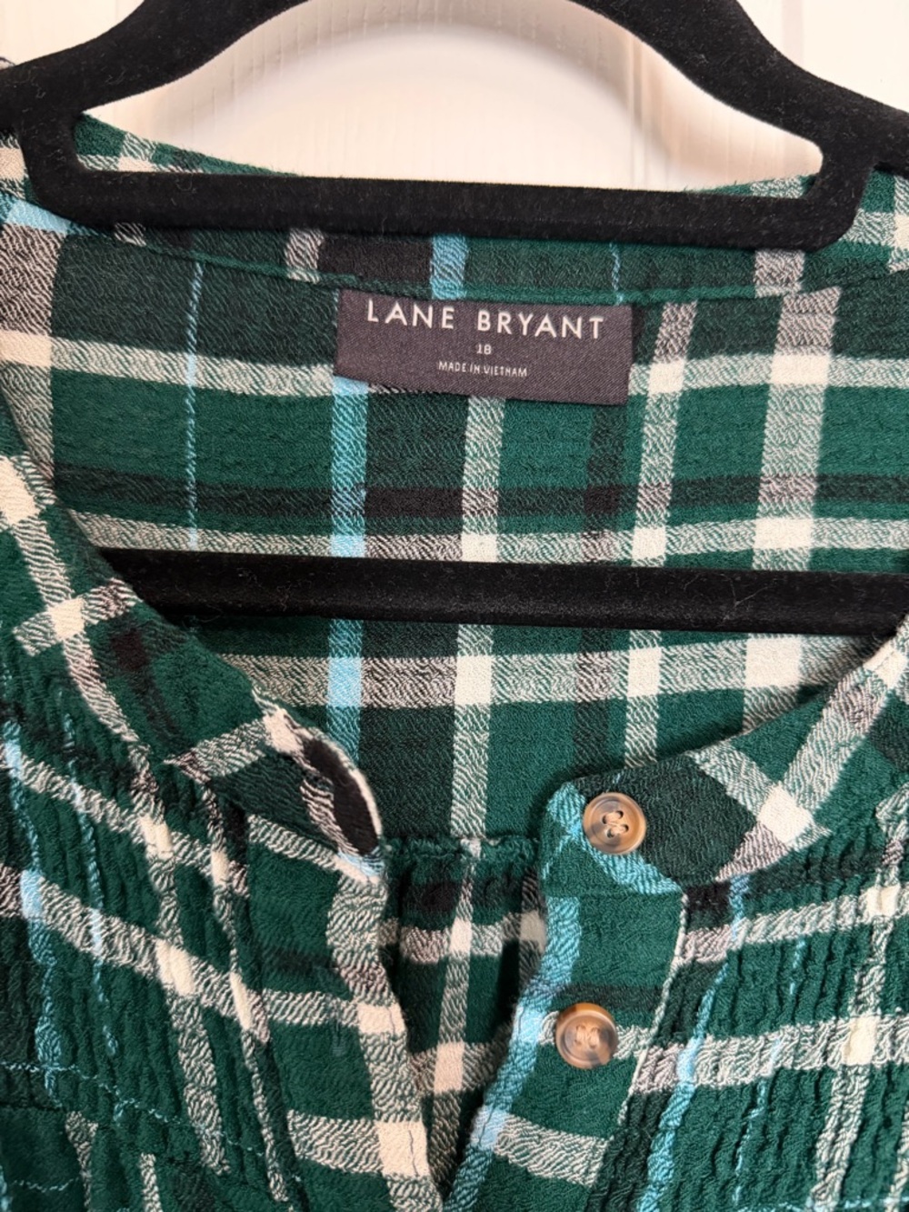 Lane Bryant Green Plaid Henley Tunic Top - Picture 2 of 4
